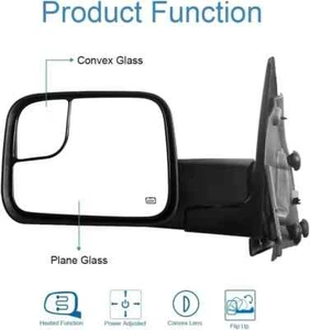 Pair Tow Mirrors Power Heated Led Signals Fits For Dodge Ram 1500 2500 3500 - Bild 1 von 8