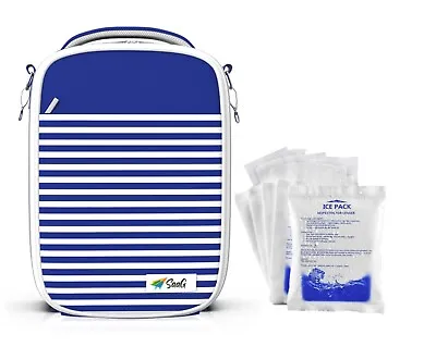 SaaG Breastmilk Cooler Bag, Insulated Baby Bottle Bag With 5 Ice Pack • 13.99£