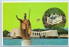 Kamehameha Statue Arizona Memorial Pearl Harbor Hawaii Vintage 4X6 Postcard D85