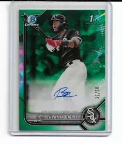 2022 Bowman Sapphire Benyamin Bailey GREEN Parallel Autograph Auto #'d 38/50 - Picture 1 of 2