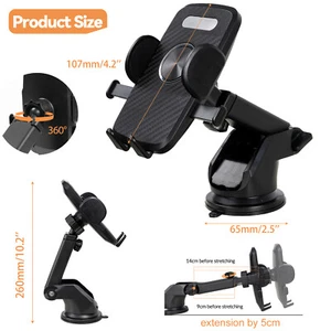 Car Phone Holder Mount 360 ° Rotatable Car Windshield Dashboard Stand Universal - Picture 1 of 8