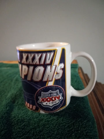 Vintage 2000 St. Louis Rams Super Bowl XXXIV Champions Coffee Mug Cup NFL Cover