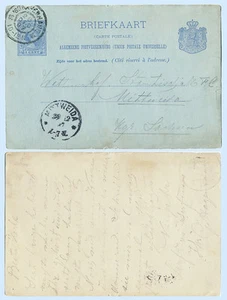 Países Bajos 1897 5c 's - Gravenhage Den Haag a Mittweida H&G 19 azul sobre blanco - Imagen 1 de 2