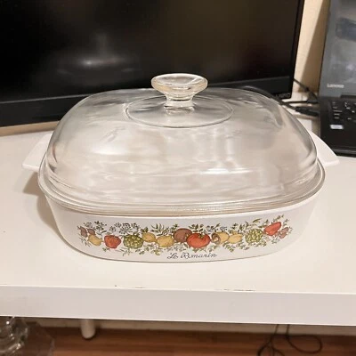 VTG Corning Ware Spice Of Life La Romarin Casserole A-10-B Pyrex Lid A-12-C Set - Image 1 of 4