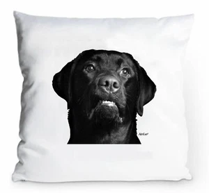 Kissenbezug 40x40cm - schwarzer Labrador - Portrait Fun Hund Deko Retriever - Bild 1 von 1