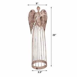 26''H Garden Angel Metal Yard Stake Antiqued Sculpture Lawn Statue Decor - Picture 1 of 4