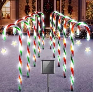 5PCS/Set Solar Cane Light Outdoor Waterproof Christmas Candy Ground Light decor - Picture 1 of 6