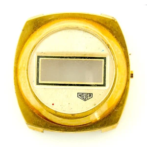 HEUER VINTAGE RARE LCD GOLD PLATED STAINLESS STEEL MENS WATCH CASE PARTS/REPAIRS - Picture 1 of 5
