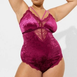 Torrid Women's Plus Size 2X 18-20 Velour Lace Triangle Lingerie Bodysuit - Picture 1 of 5