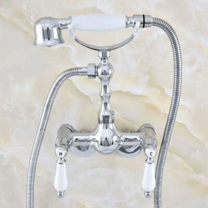 Grifo mezclador de mano grifo de ducha con pico de montaje en pared cromado pulido para baño cascada - Imagen 1 de 7