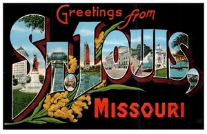 St. Louis MO Missouri Großbrief Gruß um 1945 Vintage Leinen Postkarte - N2-22 - Bild 1 von 2