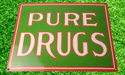 Pure Drugs Rare Porcelain Enamal Heavy Metal 24  inches Double Side - Image 1 of 2