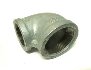 2" X 1-1/2" 150 FNPT Reducing 90° Elbow Galvanized Malleable Iron Pipe Fitting - Picture 1 of 4