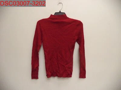 NWOT - Women's Red 100% Silk Rib Mock Neck Sweater, Size XS US, Size XL China - Image 1 of 4