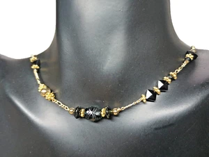 Black Tourmaline Spinel Minimalist Gold Filled Wedding Necklace Choker - Picture 1 of 8