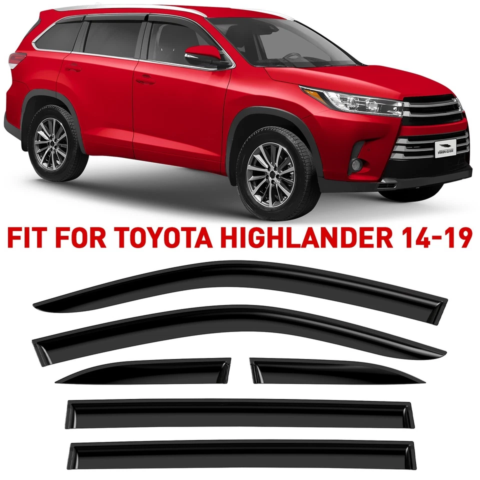 Protectores de lluvia viseras de ventilación pantalla para Toyota Highlander 2014-2019 irrompible Foto 1 de 4