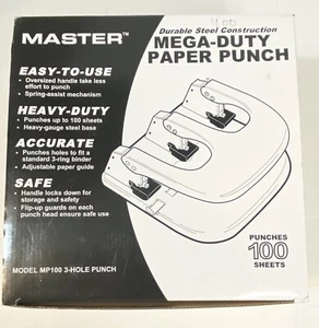 PAPER PUNCH Master MEGA DUTY 100 Sheets Durable Steel Construction MP100 NIB - Picture 1 of 8