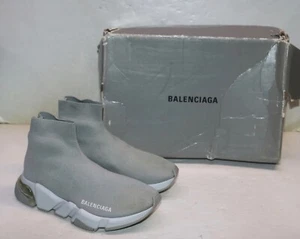 Balenciaga Technical 3D Recycled Knit Clear Sole Womens Speed Sneakers 35 Gray - Picture 1 of 15