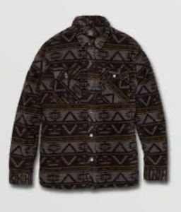 Volcom Bowered Fleece Jacket Snap Button Quilted Lining Long Sleeve Mens Large - Picture 1 of 10
