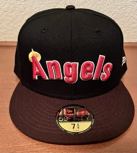 NEW Los Angeles Angels New Era Fitted Hat 7 3/4 Anaheim Grey uv chocolate brown - Picture 1 of 6