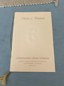 Harry S. Truman First Day of Issue Ceremony Program w/8cent Stamp - Picture 1 of 6