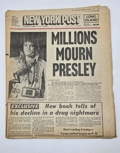 NY Post - Millionen Trauern Elvis Presley Tod - 1977 - KOMPLETTE ZEITUNG - Bild 1 von 7