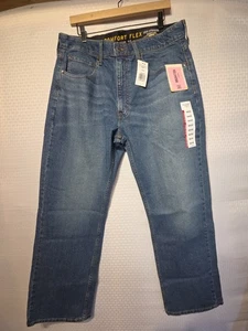 Pantalones de mezclilla Levis dorados exclusivos para hombre 36x30 azul lavado oscuro algodón elástico calce relajado - Imagen 1 de 11