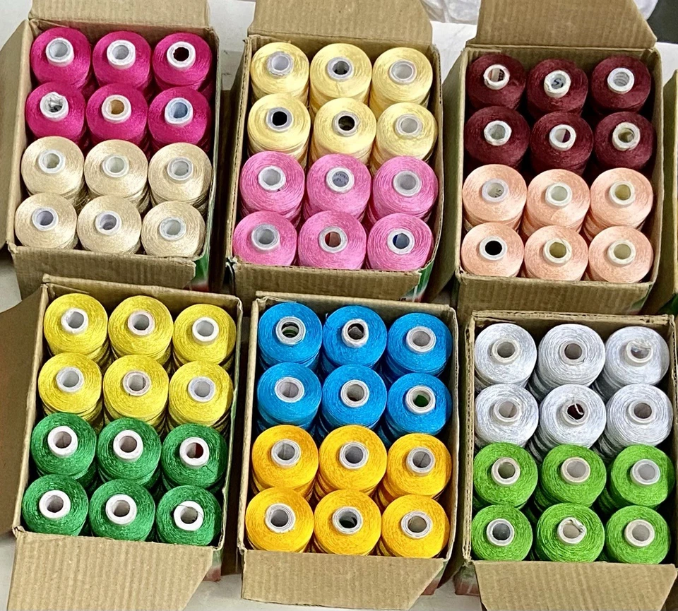 60 Tubes Rangohit 10 Colors Trilobal Polyester Embroidery Machine Thread Spools - Image 1 of 3