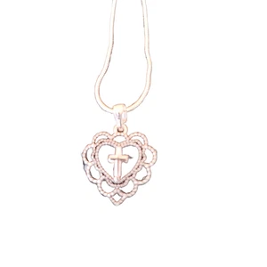 Silver necklace with a Cross inside a Heart pendant - Picture 1 of 3