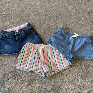 Girls Boden Shorts Size 12 Denim Colorful Striped Drawstring Lot 3 Pair EUC!! - Picture 1 of 10