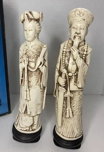 Vintage Elfenbein Harz Kaiser und Kaiserin asiatische Figuren - Bild 1 von 7