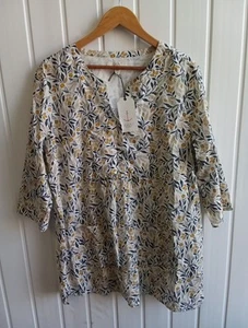 Seasalt Cotton Aventurier Tunic Fold Meadow Chalk Kelp Women's Size 16 (FO) - Picture 1 of 6