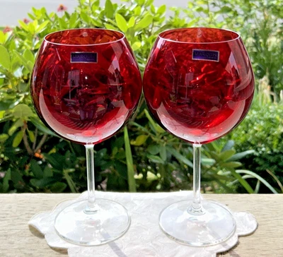 Marquis Waterford Red Bowl Wine Glasses 2 Crystal Balloon Aromatic New with Tag - Image 1 of 4
