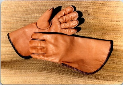 Leather Work Gloves/Tan Color/Stitched/Kodak/Real Picture -A128 - Image 1 of 2
