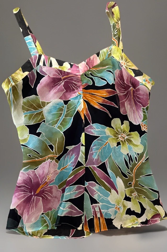 Top vintage Y2K Anne Klein 100 % seda cami en capas talla 8 Foto 1 de 4