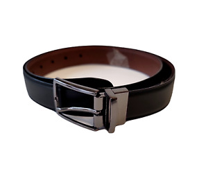 PERRY ELLIS Reversible Faux Leather Belt Mens Medium 34 36 Black Brown $49