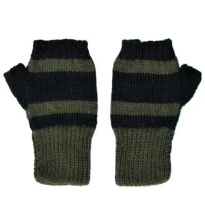Stylish 100% Alpaca Fingerless Mittens - Forest Green / Black (S) - Picture 1 of 2