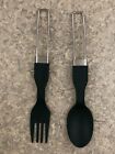 Folding Spoon and Fork Set with Little Knife ×2 Portable Camp  Picnick Travel