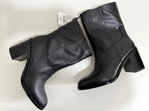 Zara Leather High Block Heel Ankle Boots UK7 EUR40 US9 Ref 2105/410/800 £69.99 - Picture 1 of 9