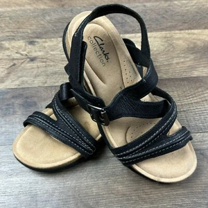 Clarks Damen-Sandalen verstellbar Knöchelriemen Brynn Step schwarz Leder Größe 8 M - Bild 1 von 8