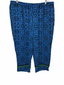 Linea by Louis Dell'Olio Regular Printed Crop Pull-On Pants Sapphire 1X Size - Picture 1 of 1
