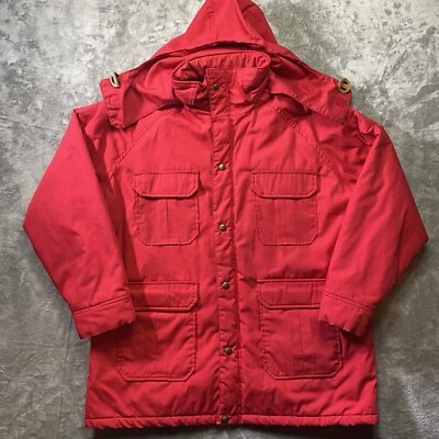 Chaqueta Woolrich De Colección Para Mujer XL Roja Cremallera Completa Bolsillos a Presiones Hecha en EE. UU. Foto 1 de 4