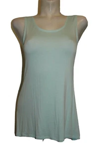 LOGO Lori Goldstein Top Size XS Sweet Mint Scoopneck Knit Tank w/Chiffon Trim - Picture 1 of 4