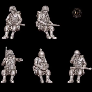 WW2 US Airborne Tank Riders X5 1/56 28mm giochi di guerra e collezionisti non verniciati - Foto 1 di 5