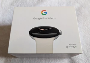 Google Pixel Watch 41 mm boîtier en acier inoxydable argenté poli et bracelet actif craie - Photo 1 sur 2