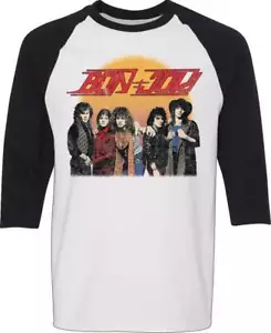 BON JOVI Group Raglan 3/4 Long Sleeve T SHIRT M-L-XL-2XL New Hi Fidelity Merch - Picture 1 of 1