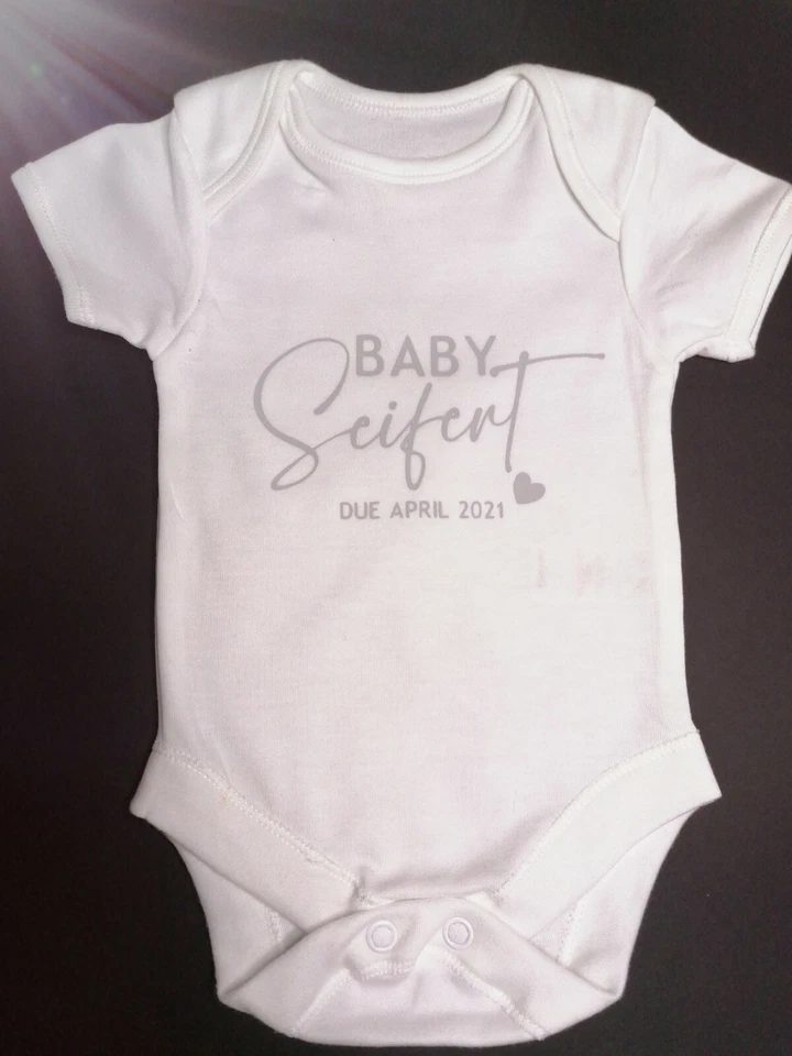 Baby Announcement Custom Personalised Baby Grow Bodysuit Baby Vest Name Children — 第 1/1 张图片