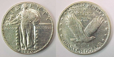 1930 P Standing Liberty Quarter Almost Uncirculated Details AU Cover