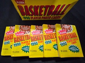 5 PACKS OF 1990 FLEER NBA BASKETBALL CARDS 75 MINT CARDS! PRISTINE JORDAN 10's ? - Picture 1 of 5