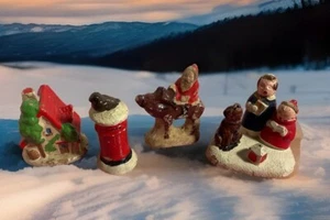 Antique Christmas Cake Decorations Very Old ,Plaster or Similar x4 - Picture 1 of 12